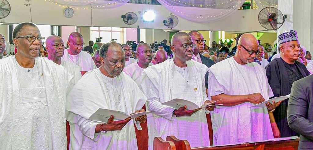 GOV SANWO-OLU ATTENDS FUNERAL SERVICE OF OTUNBA OLASUBOMI BALOGUN AT THE CATHEDRAL CHURCH OF OUR SAVIOUR, IJEBU ODE, OGUN STATE