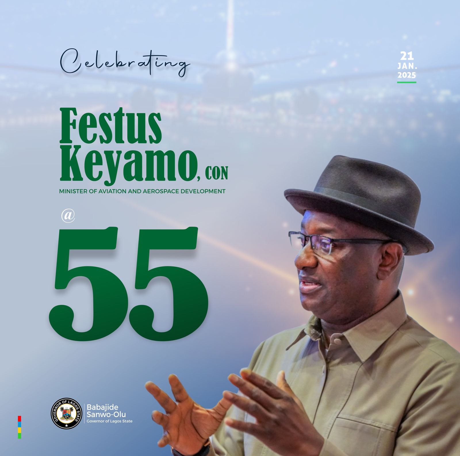 SANWO-OLU CONGRATULATES FESTUS KEYAMO AT 55