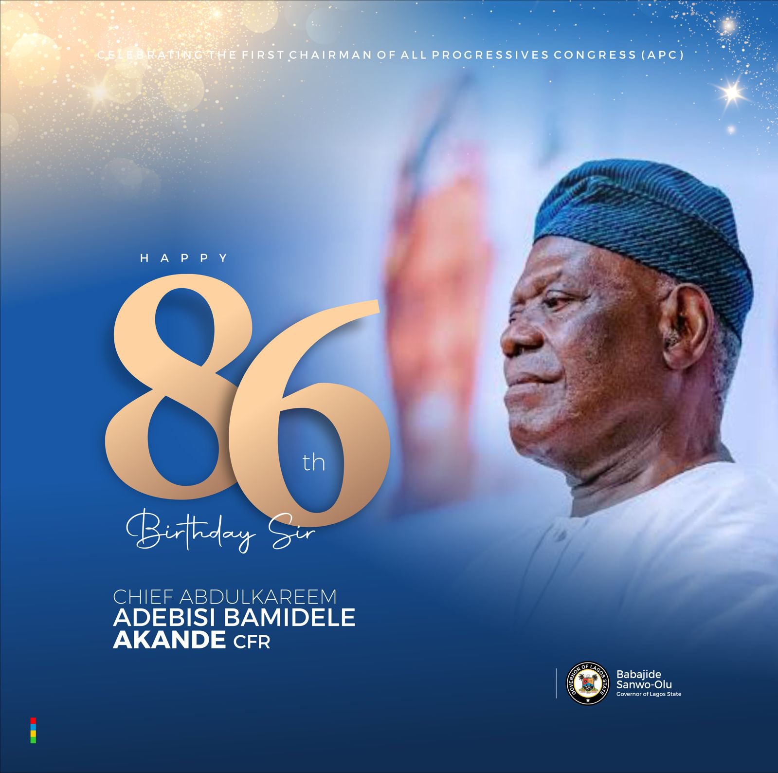 SANWO-OLU CELEBRATES BISI AKANDE AT 86